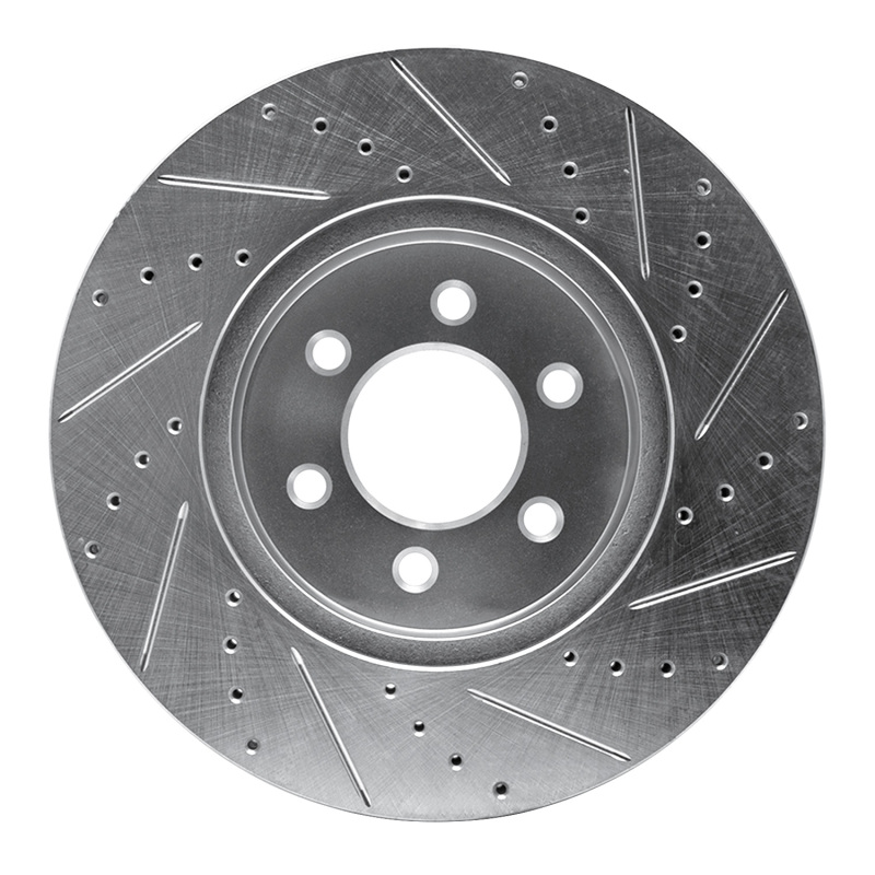 Dodge Durango Brake Rotor (1) - Front Left - R1 Concepts - Drilled & Slotted - Silver - 2003